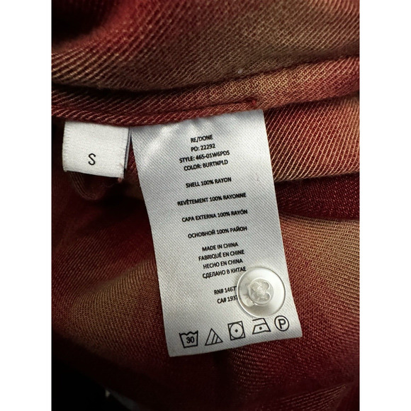 Re/Done 60s Burgundy Tan Plaid Long Sleeve Flannel Shirt Size S - Picture 9 of 9